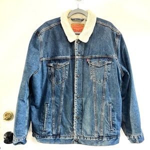 EUC! Vintage 80’s Levi’s Denim Heavyweight Sherpa Trucker Coat Size XXL